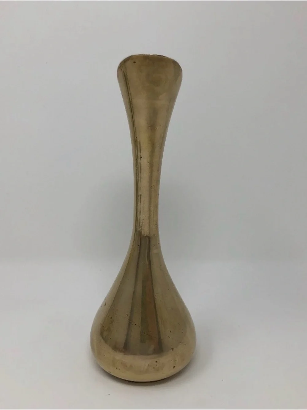 Vintage Solid Brass Bud Vase Mid Century Modern Tulip Neck Flower Vase 7” Tall